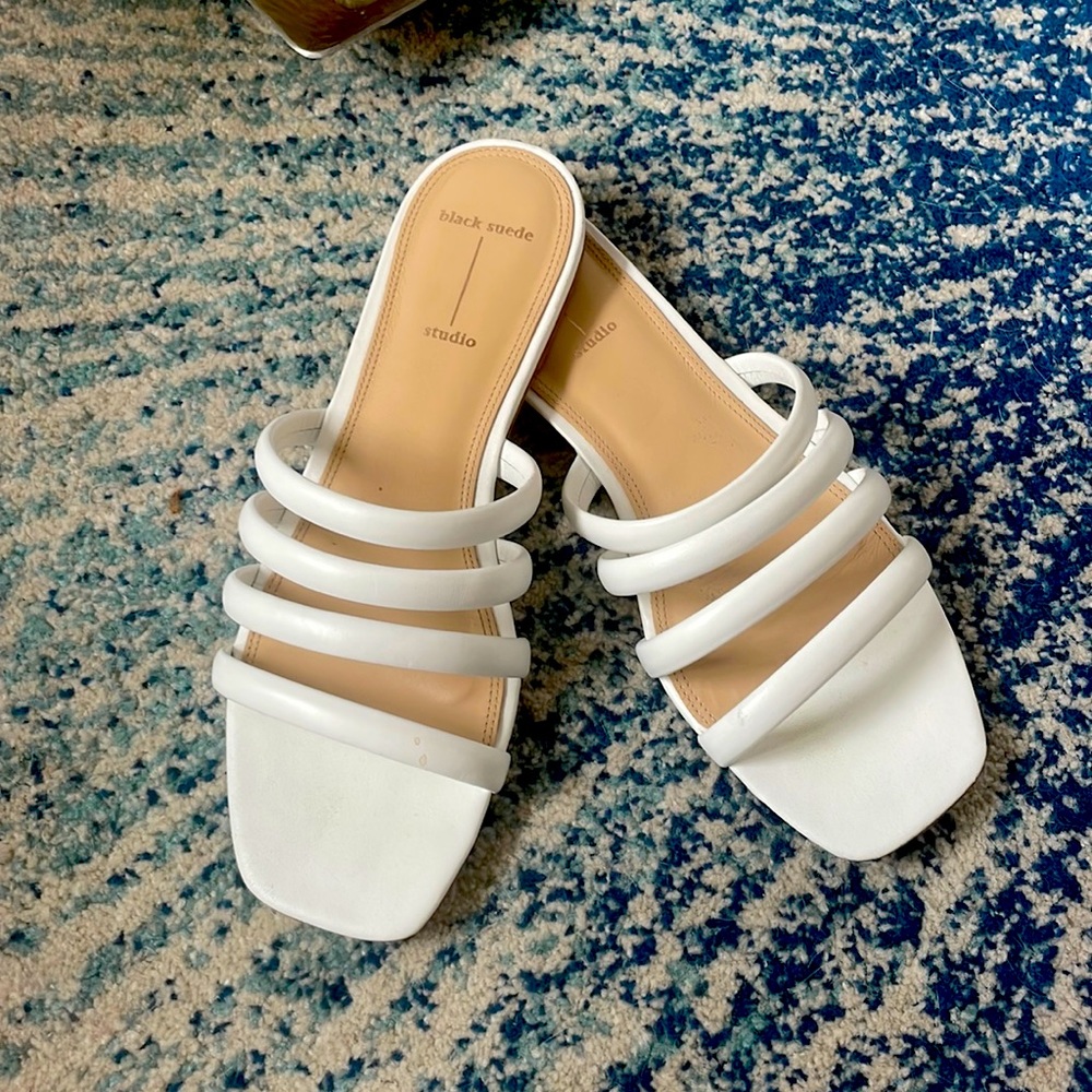 White Sandals-Black Suede Studio